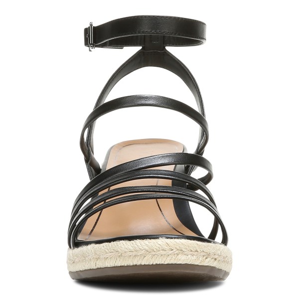 Vionic Sandals Ireland - Ayda Espadrille Wedge Sandal Black - Womens Shoes Sale | YOLAD-4157